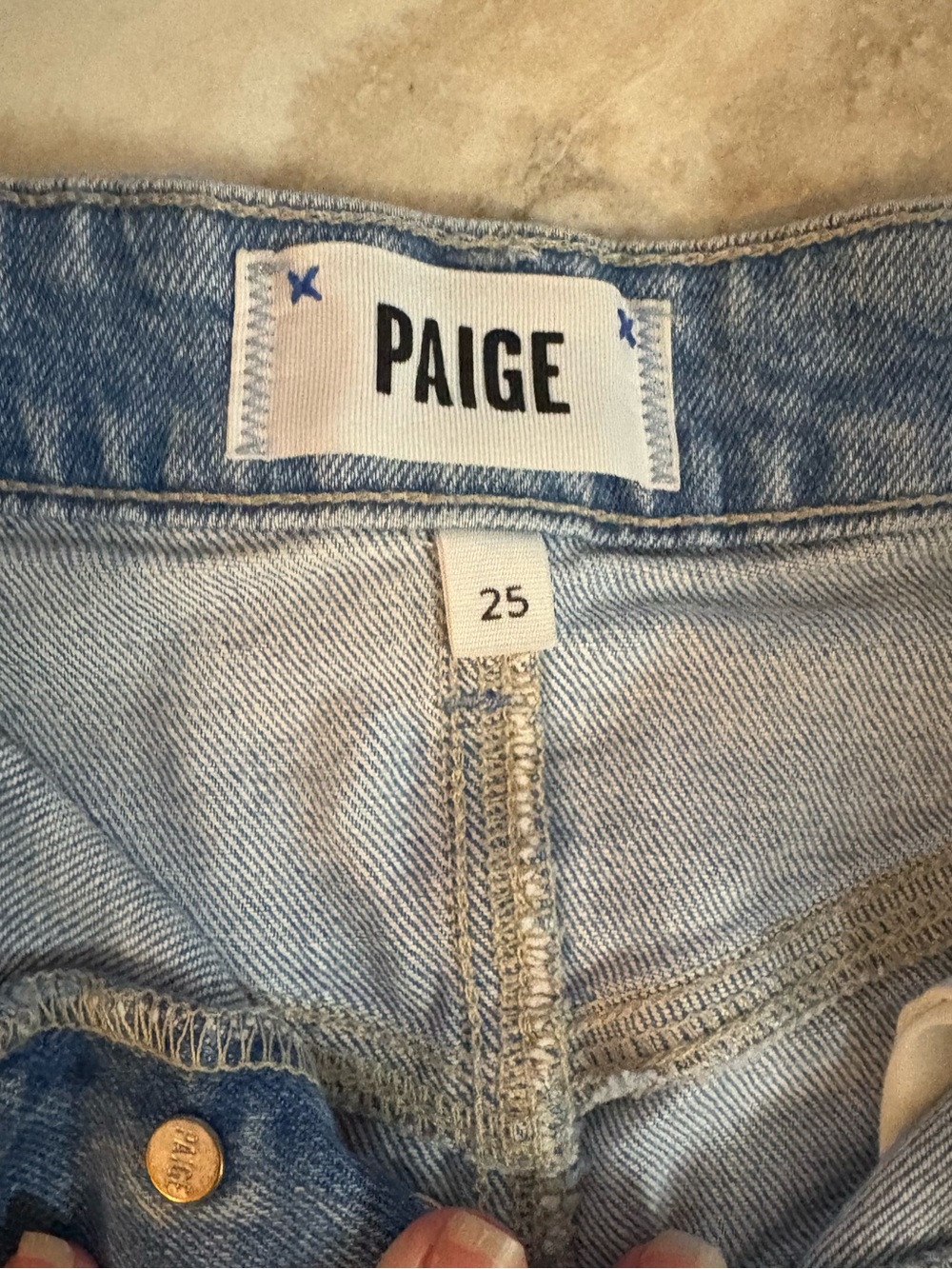 PAIGE Dani High Rise Distressed Button-Fly Denim Shorts | Size 25
